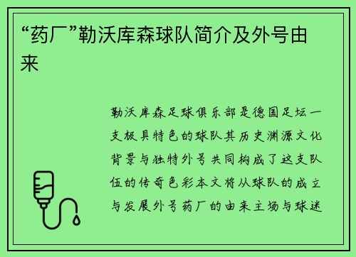 “药厂”勒沃库森球队简介及外号由来